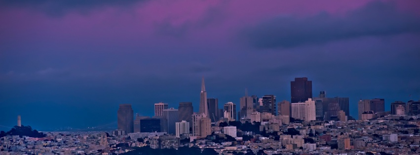 San Francisco Night Moon Sky Bay Building House City Landscape