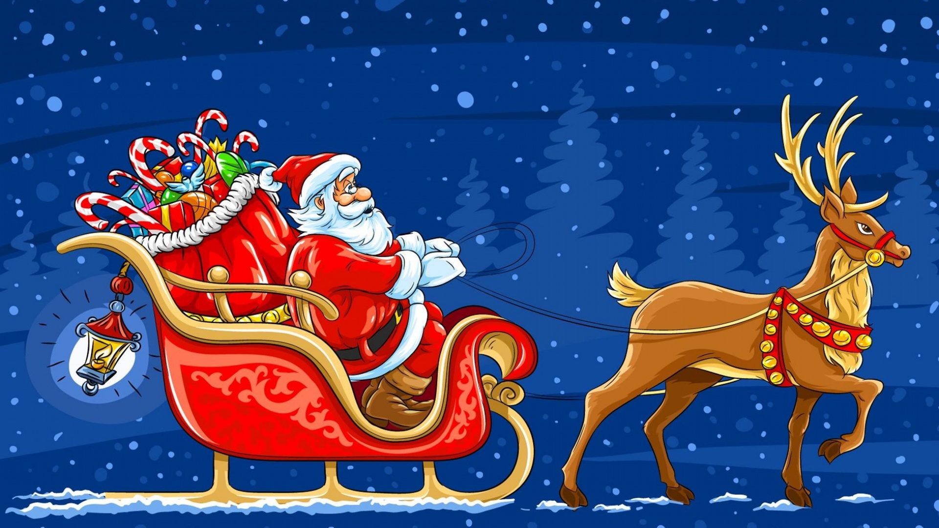 Santa Arrives In A Christmas Sleigh