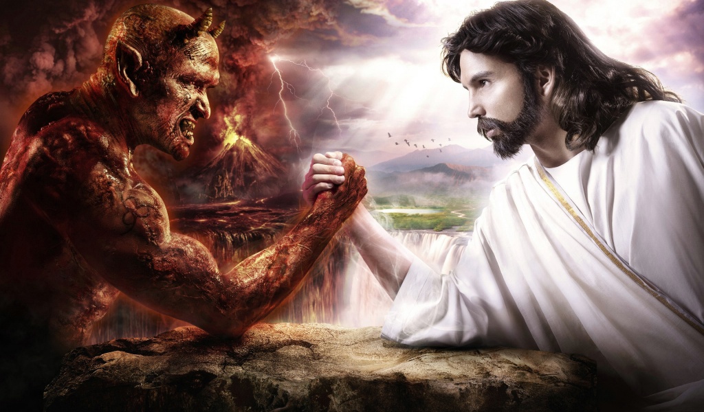 Satan Vs Jesus Arm Wrestling 