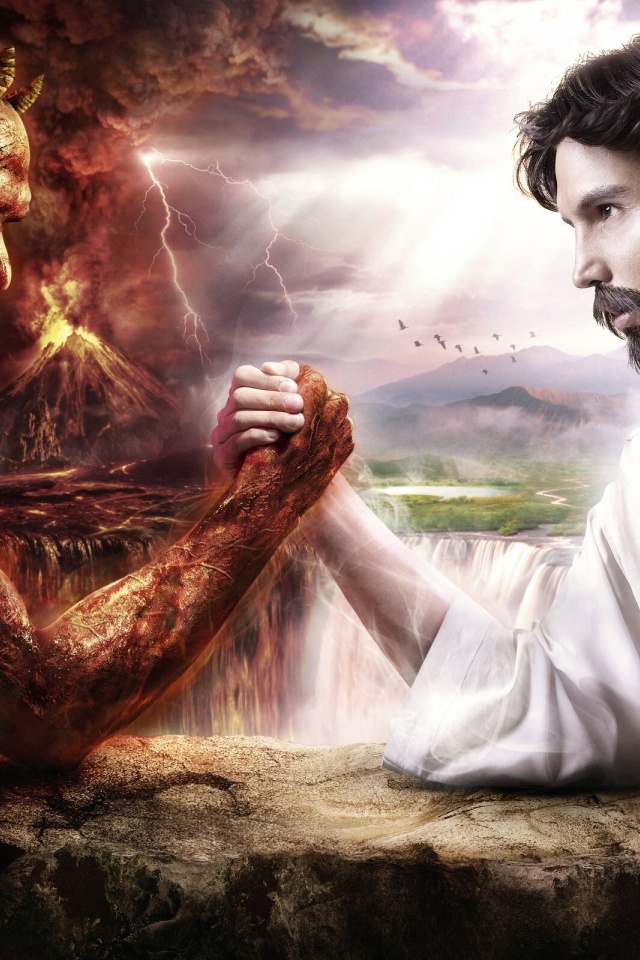 Satan Vs Jesus Arm Wrestling 