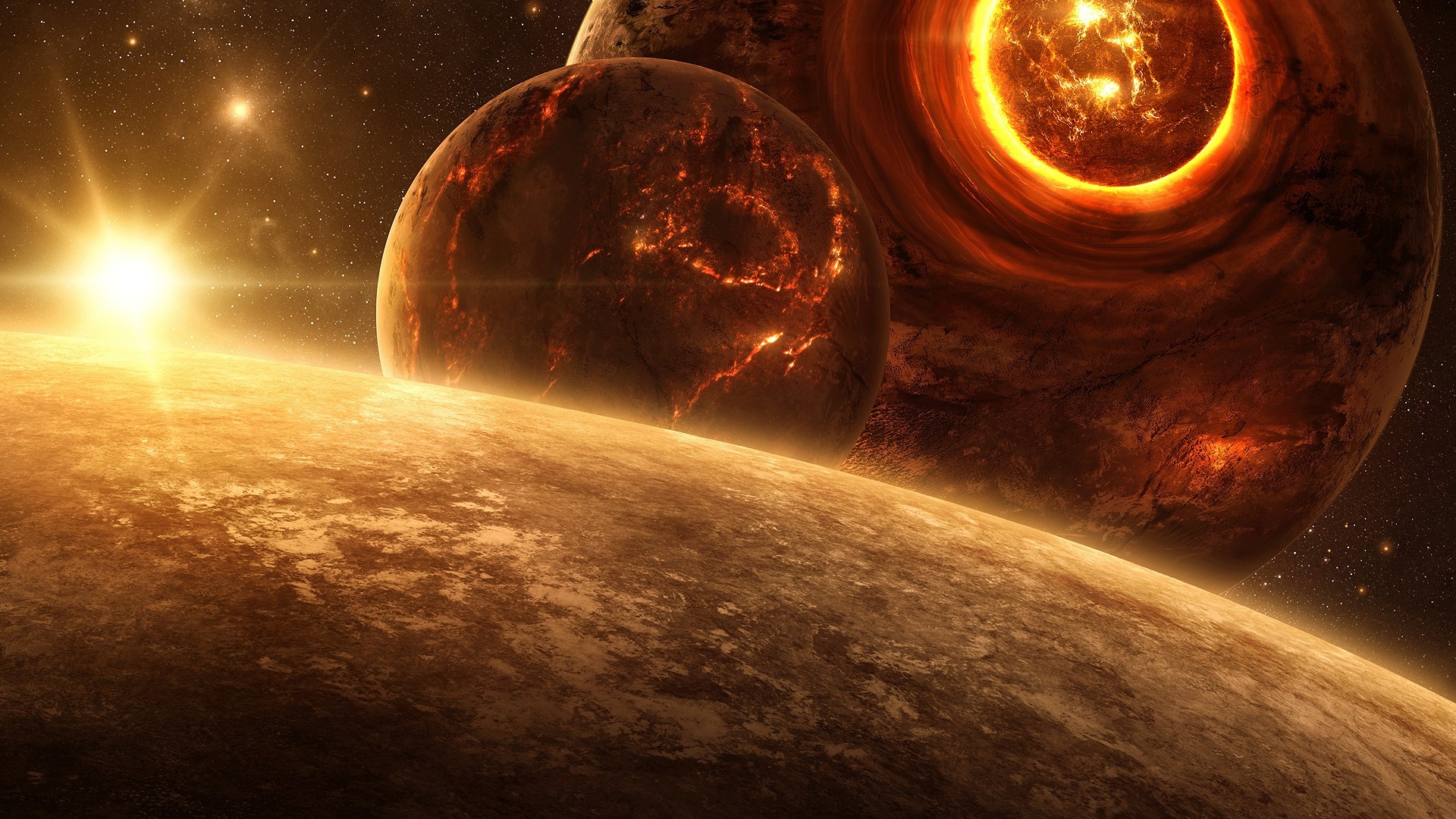 Science Fictional Outer Space Planets Digital Art