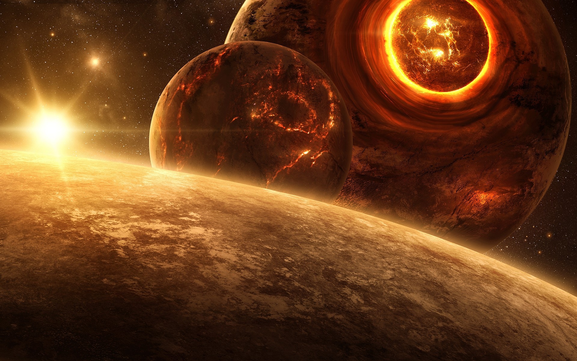 Science Fictional Outer Space Planets Digital Art