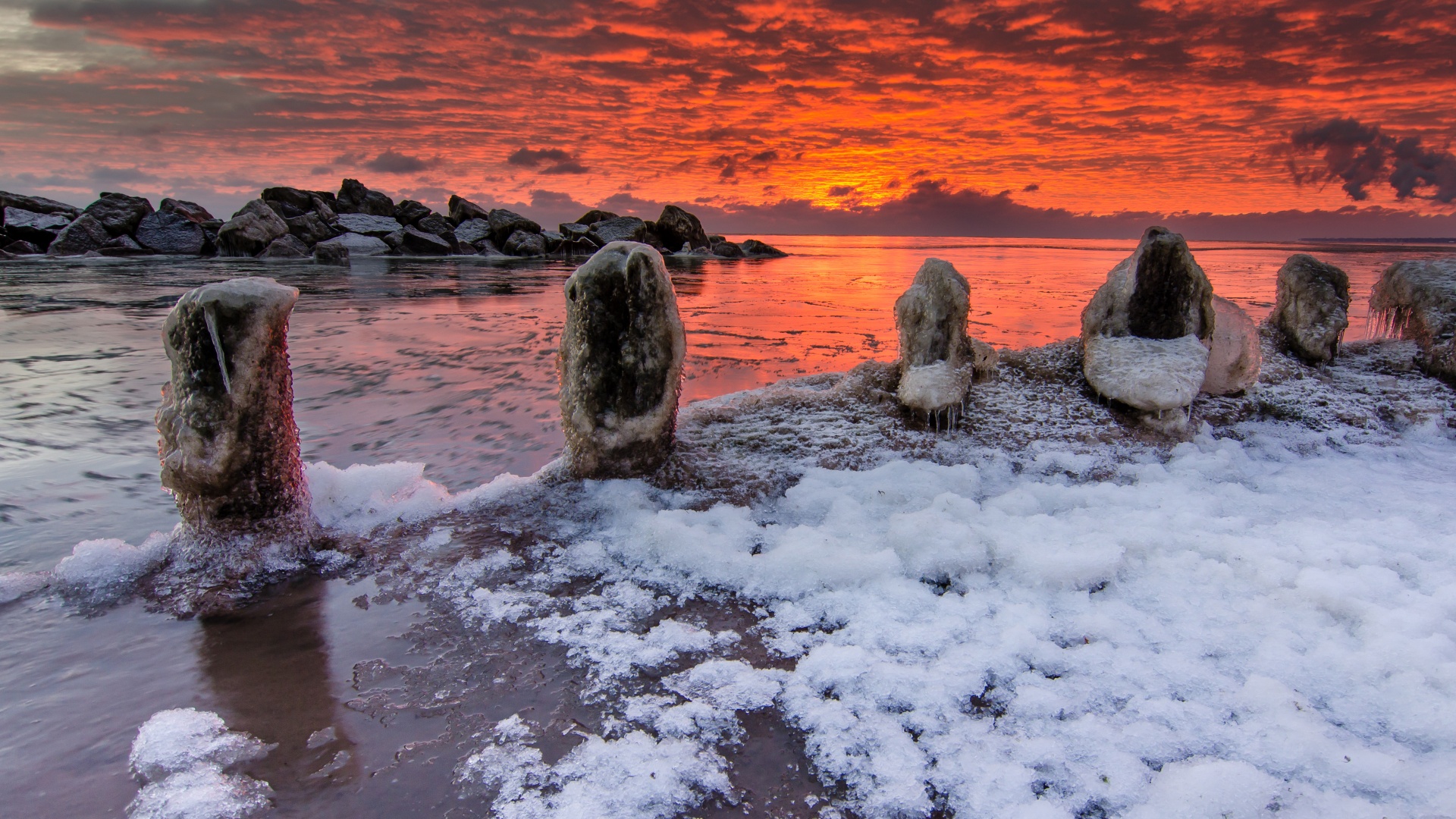 Sea Winter Sunrises Ice Snow Nature