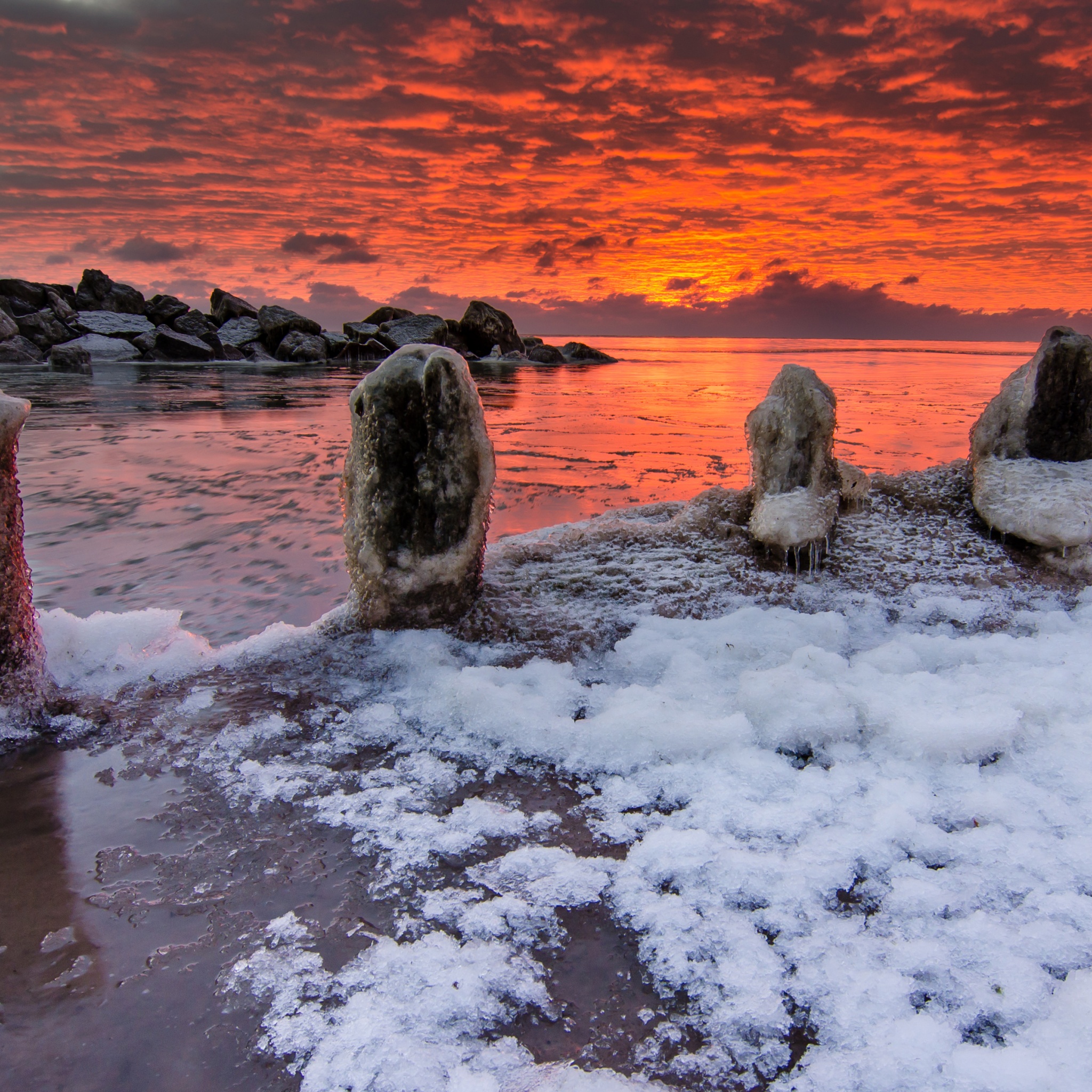 Sea Winter Sunrises Ice Snow Nature