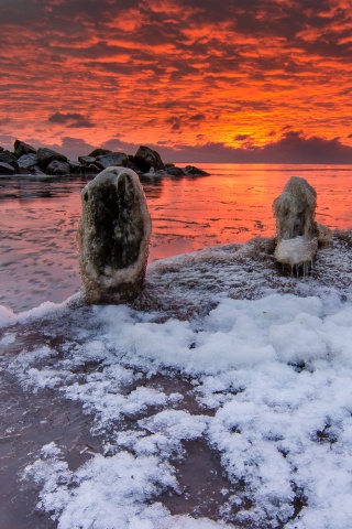 Sea Winter Sunrises Ice Snow Nature