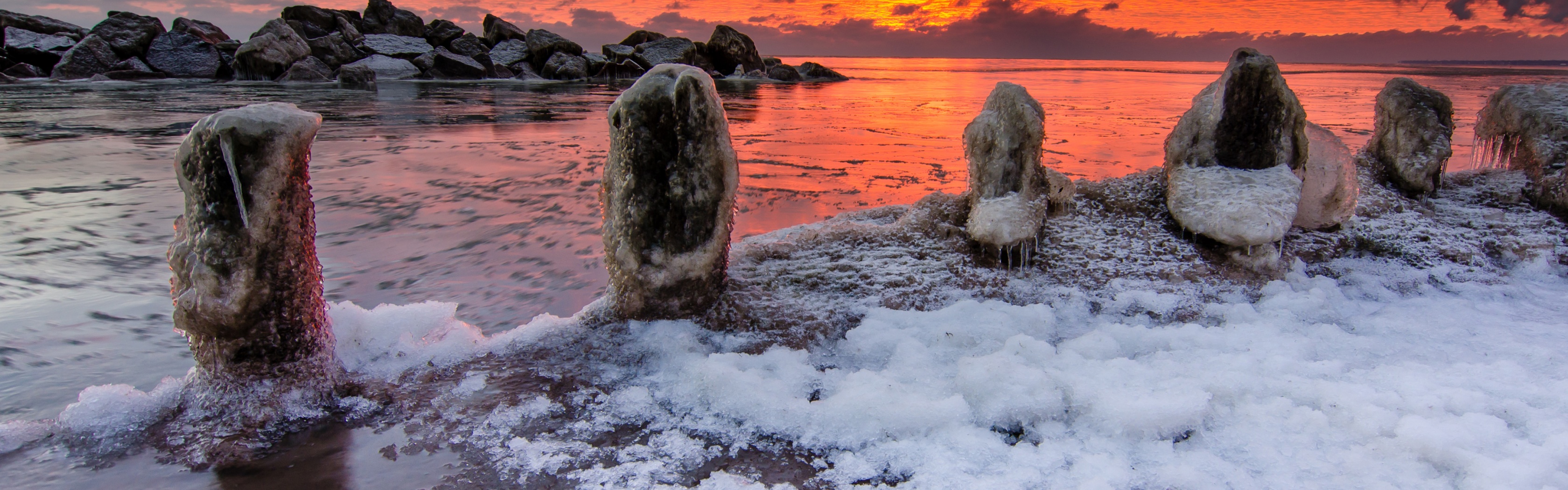 Sea Winter Sunrises Ice Snow Nature