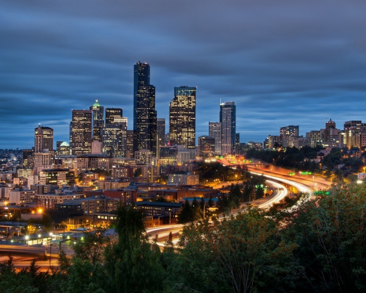 Seattle Skyline At Night