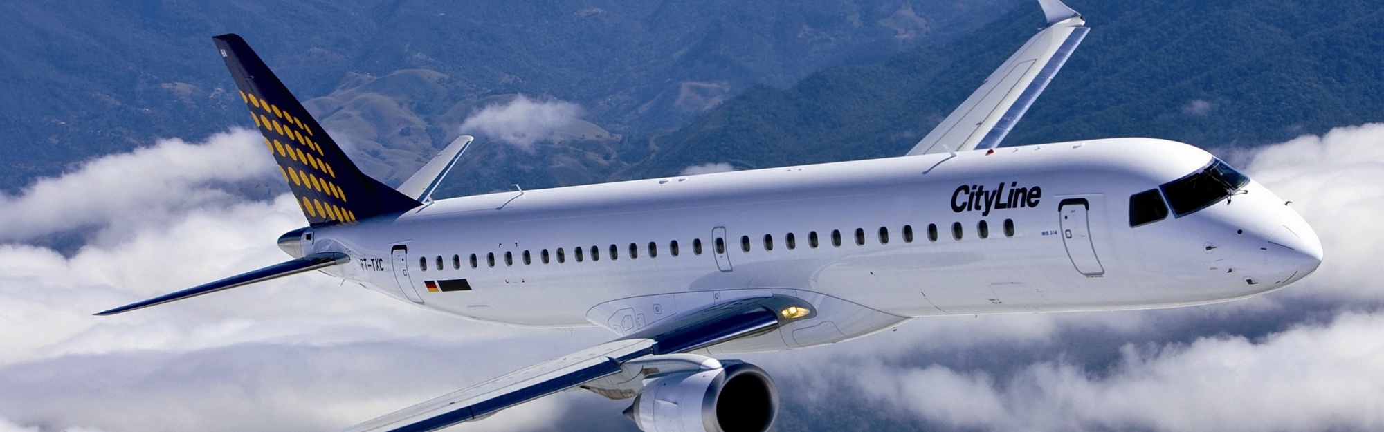 Sky With White Clouds Passenger Aircraft