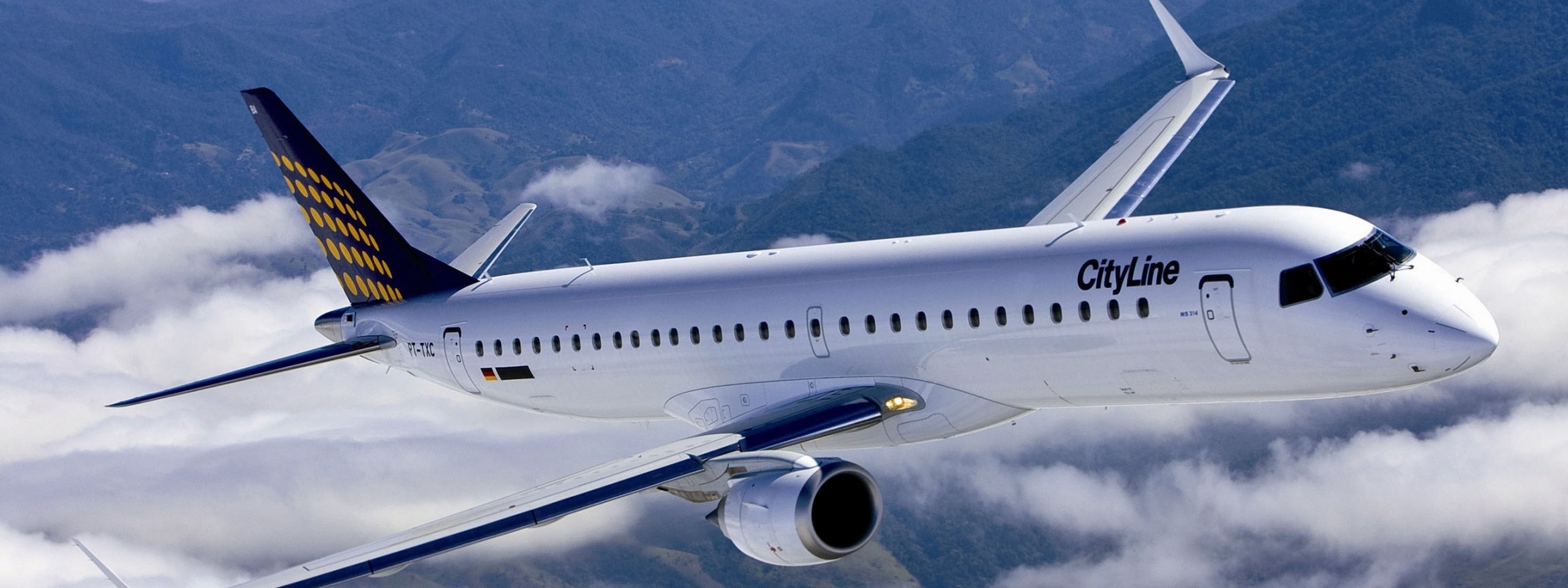 Sky With White Clouds Passenger Aircraft