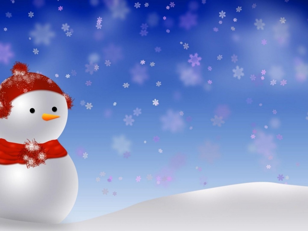 Snowman Snowdrift Snow Snowflakes