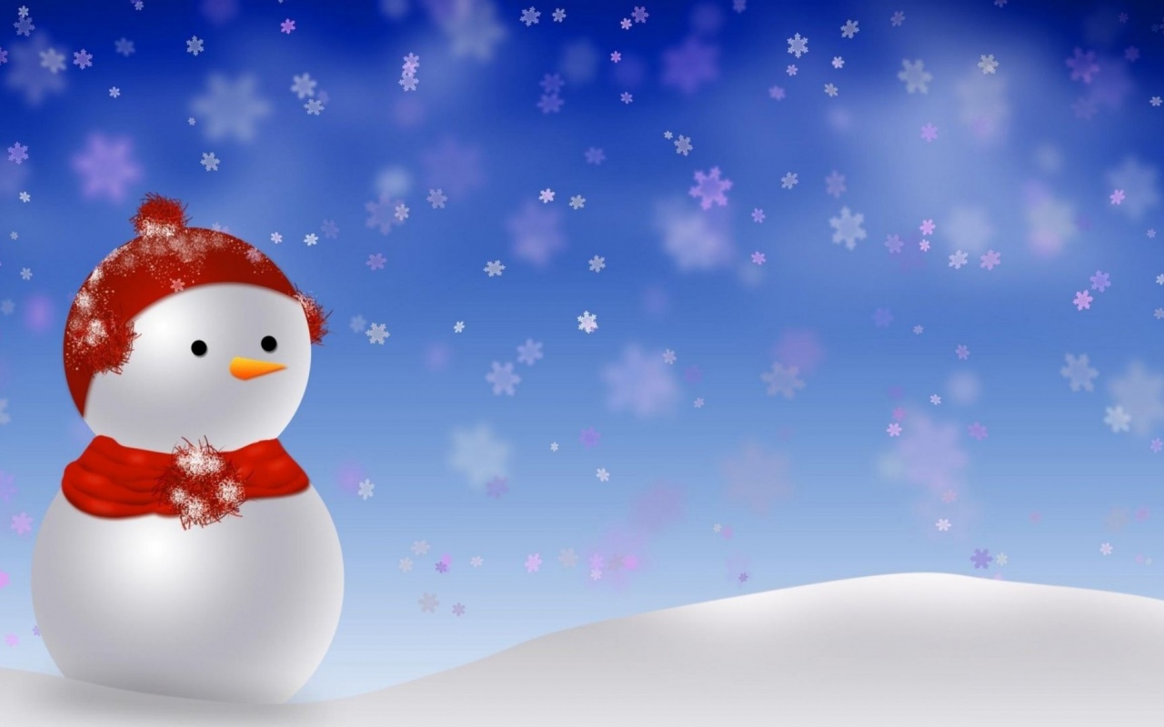 Snowman Snowdrift Snow Snowflakes