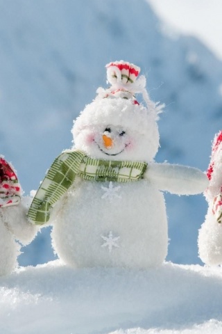 Snowmen Three Smile New Year