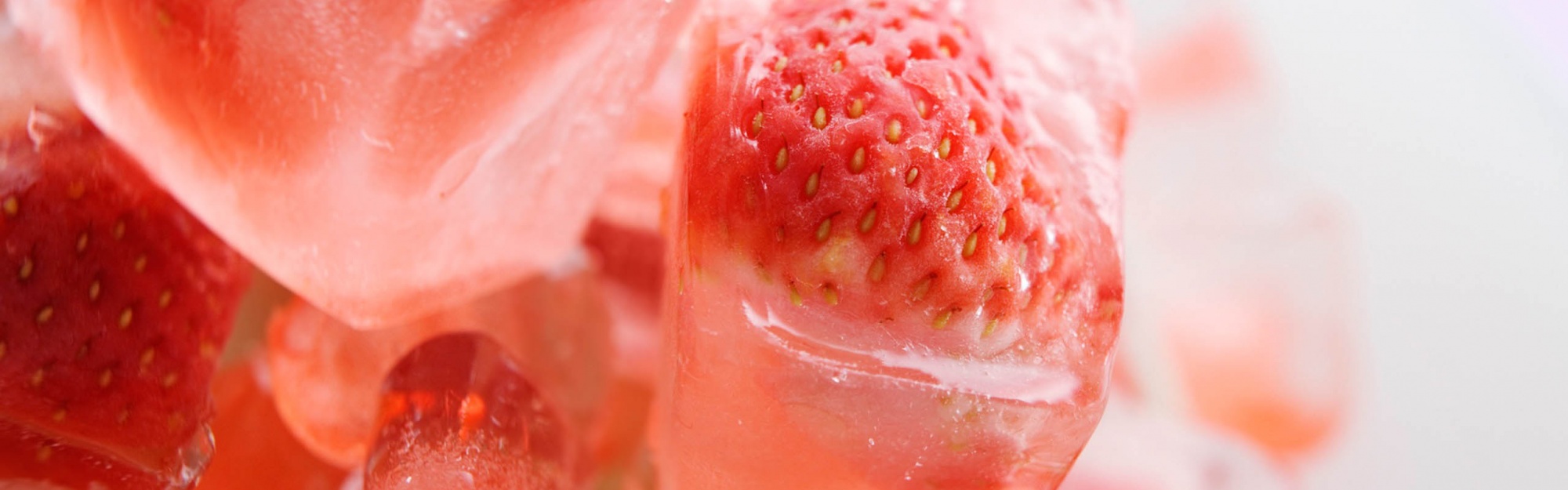 Strawberries On Ice Cubes