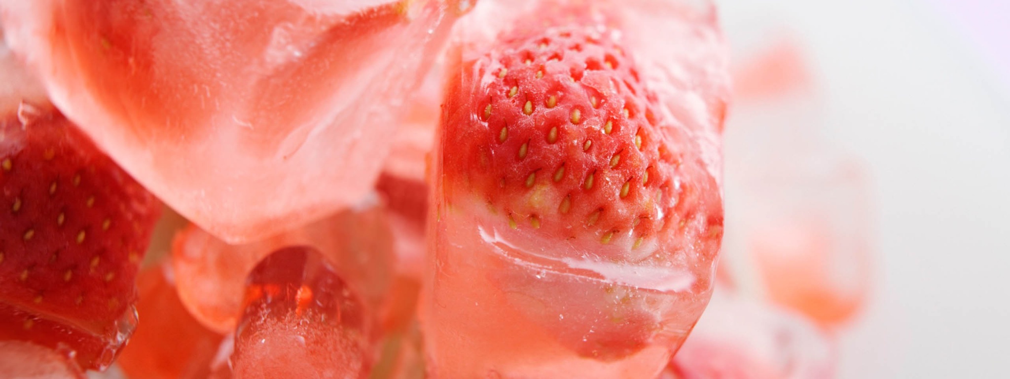 Strawberries On Ice Cubes