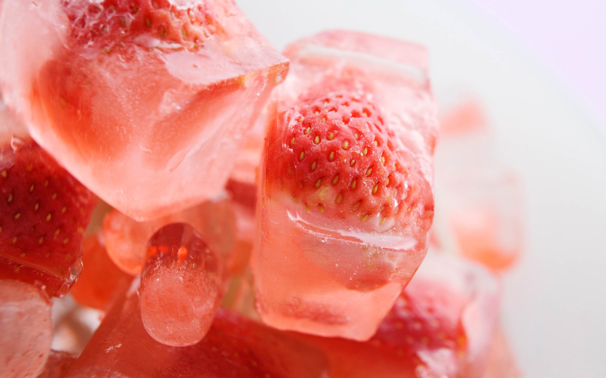 Strawberries On Ice Cubes