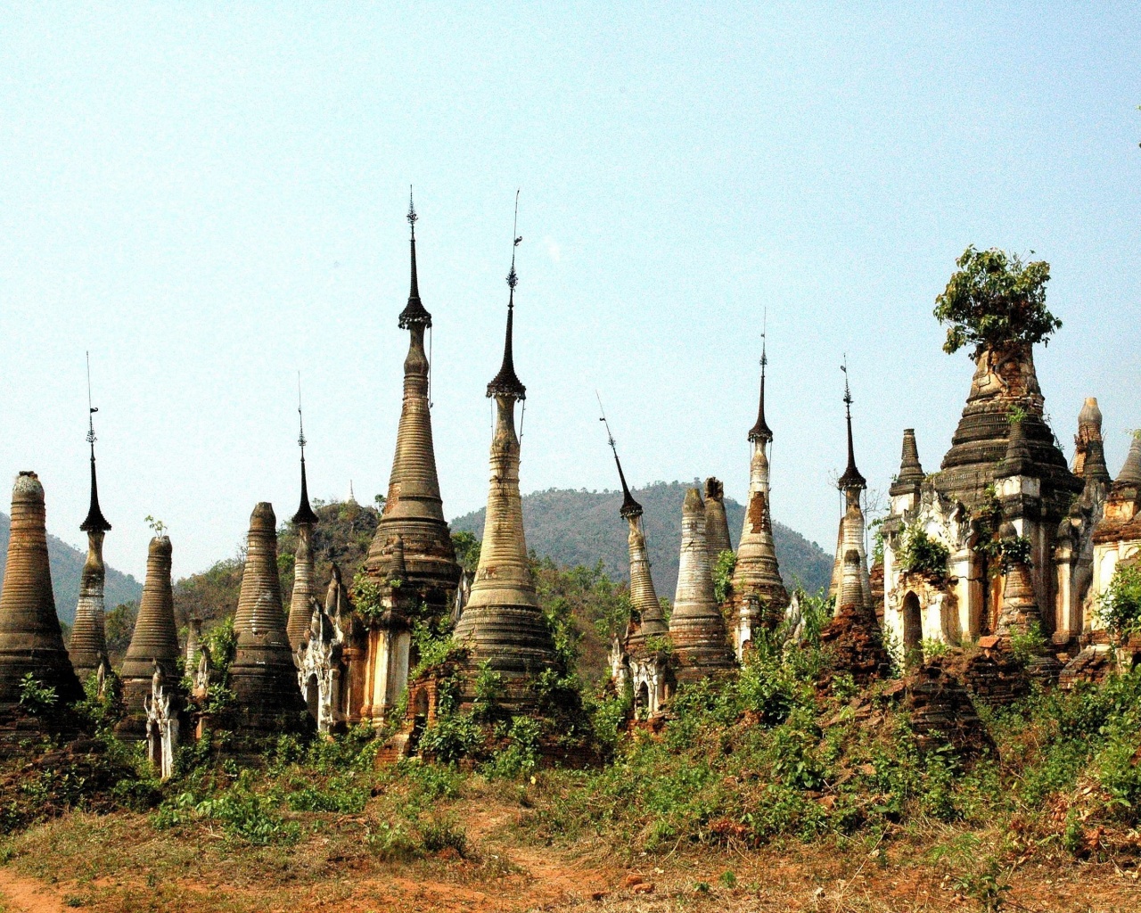 Stupas Indein Inle Lake Burma