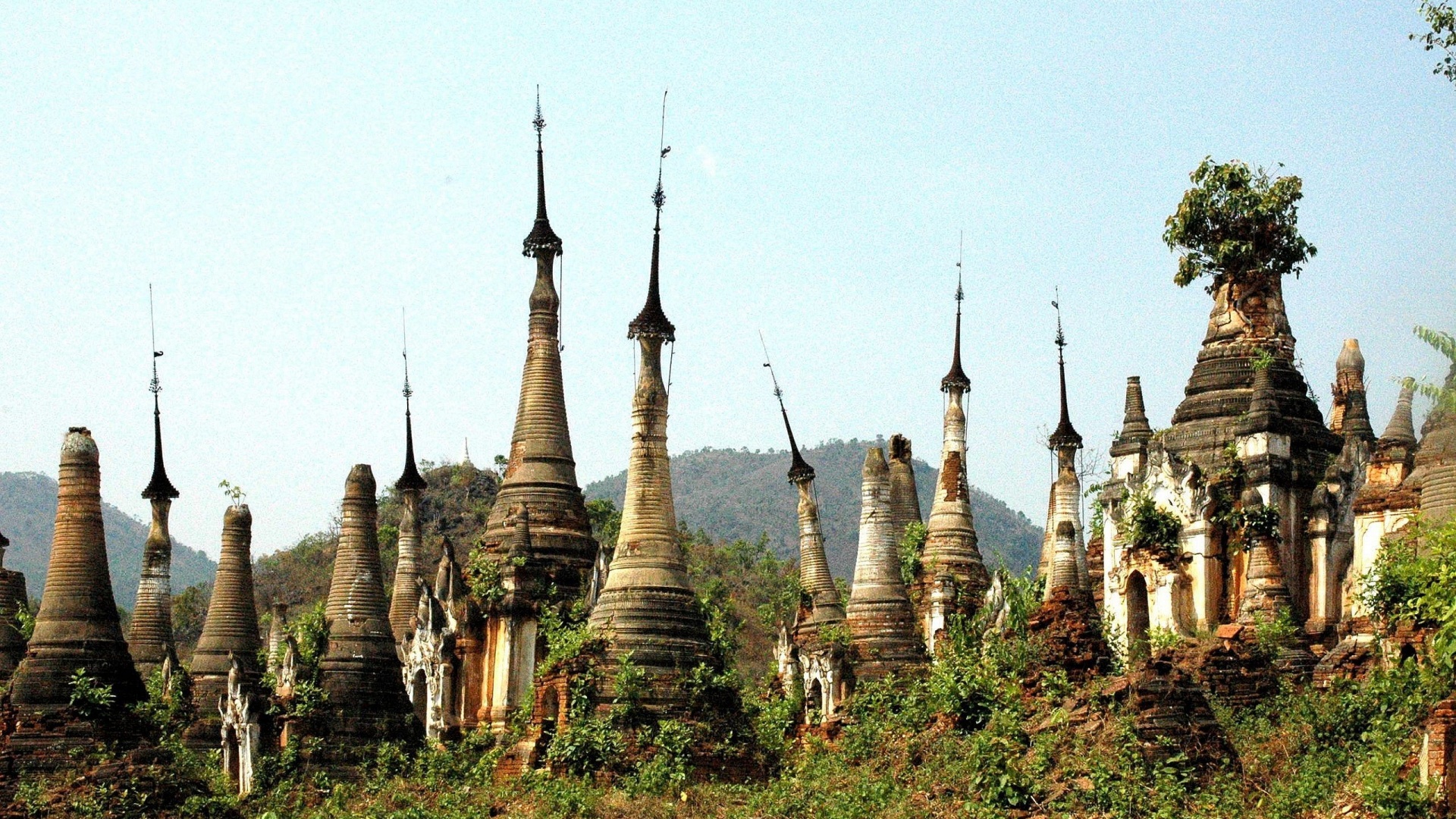 Stupas Indein Inle Lake Burma