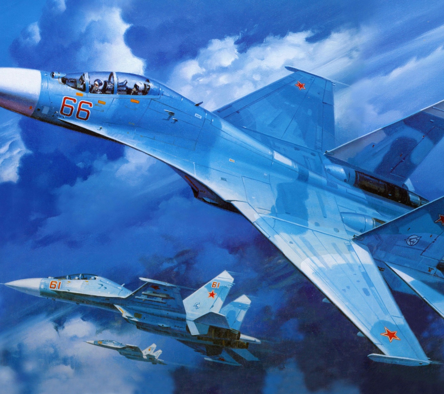 Su 27 Military Fighter In Blue Sky