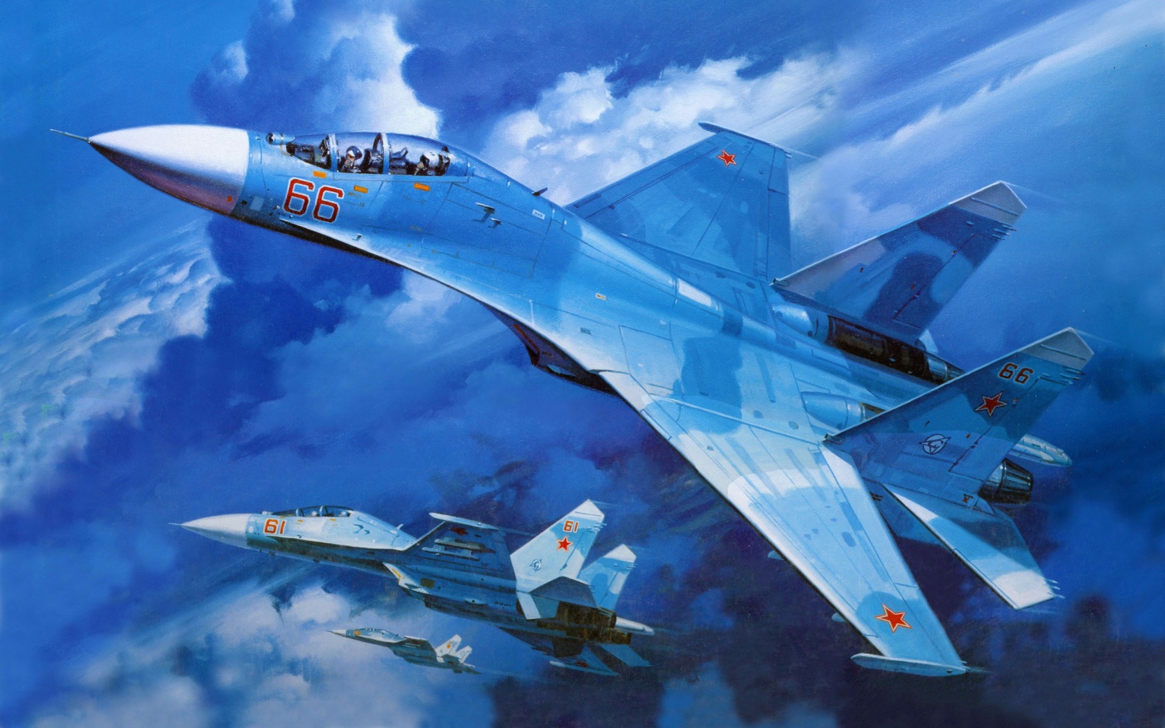 Su 27 Military Fighter In Blue Sky