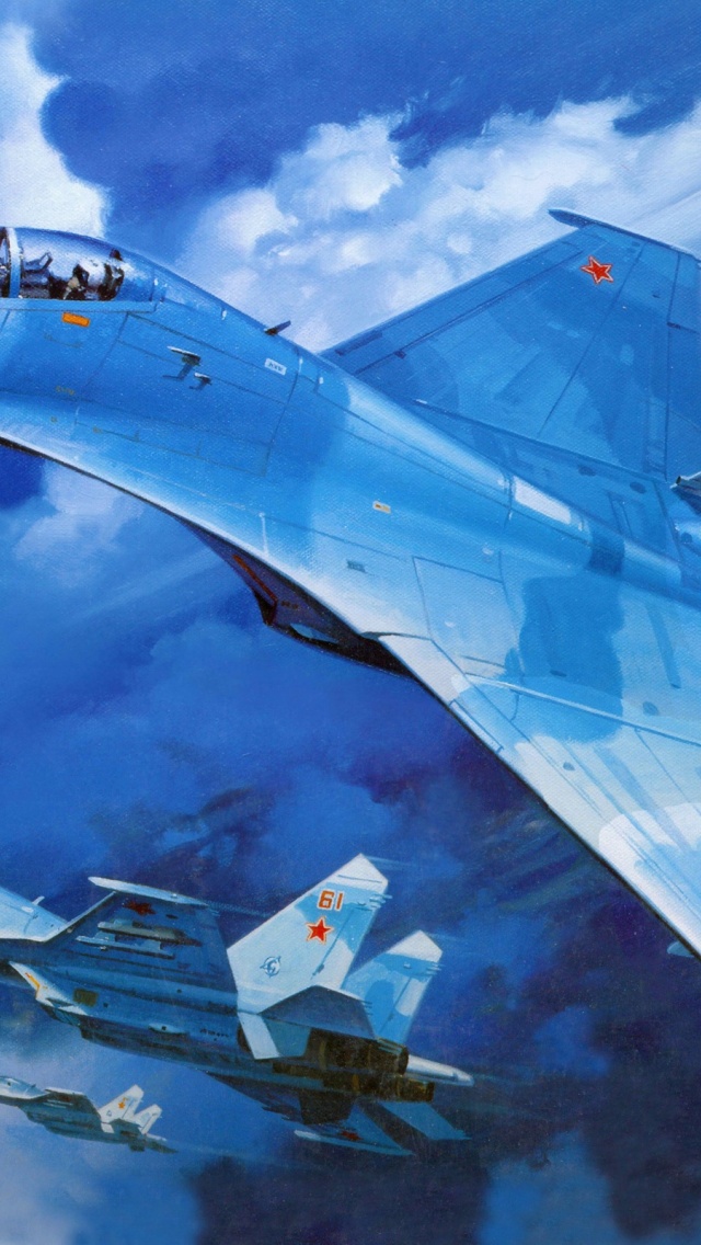 Su 27 Military Fighter In Blue Sky