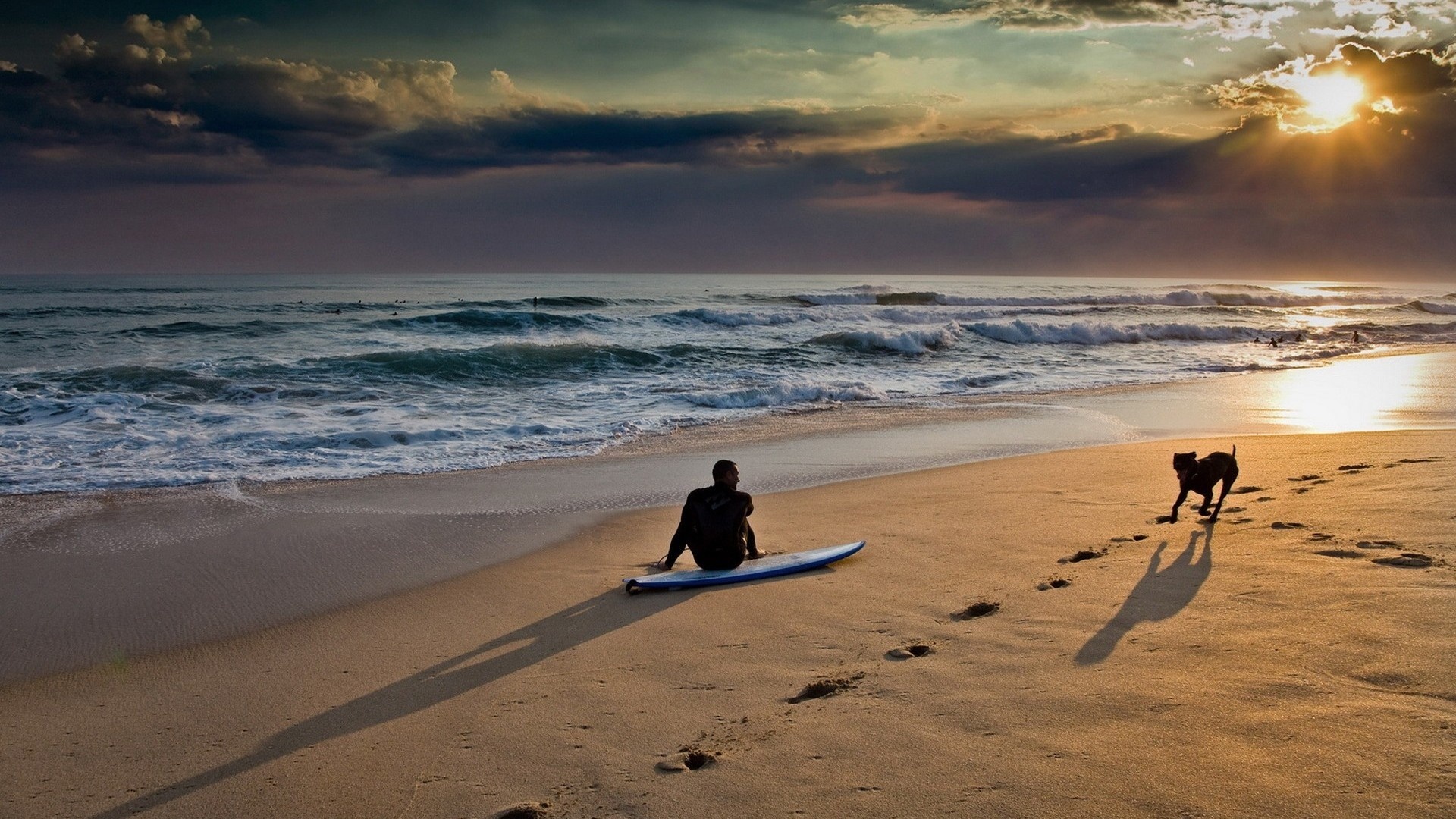 Sunset On The Beach And Surf