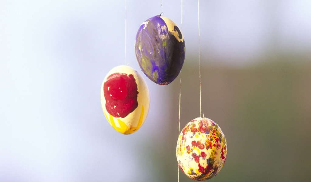 Three Hand Painted Easter Eggs