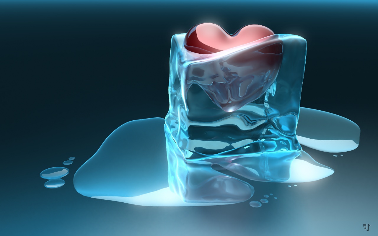 Time Heals All Wounds 3D Cube Frozen Heart Ice Love Melting Red Heart Water