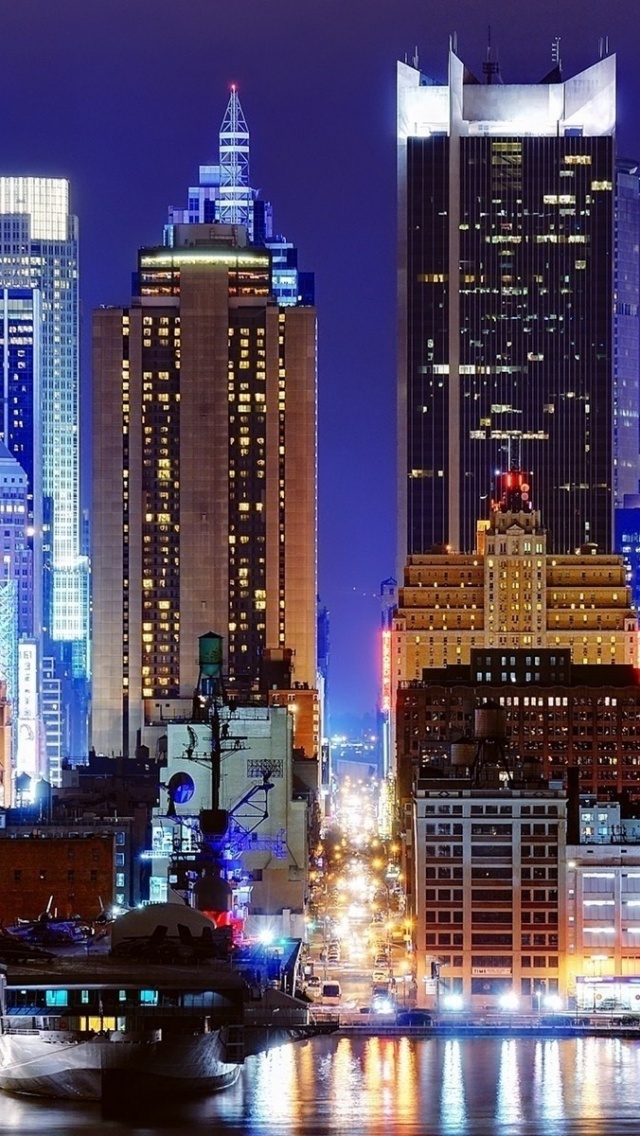 Times Square Lights Manhattan 45th Street New York Nyc Night City Landscape