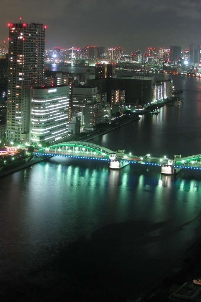 Tokyo Bridge River Building Night City Landscape