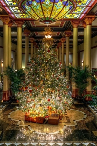 Tree Large Christmas Hall Columns Holiday Gifts