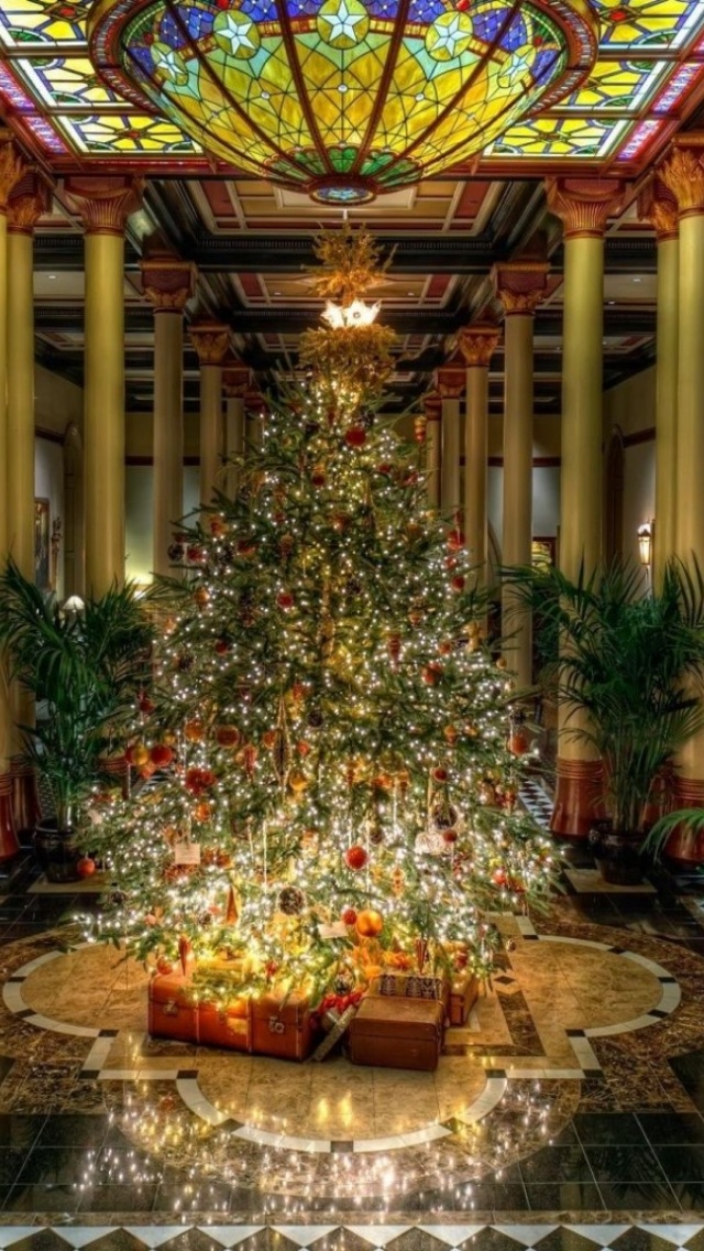 Tree Large Christmas Hall Columns Holiday Gifts