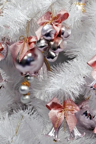 Tree White Toys Bells Bows New Year Christmas Holiday