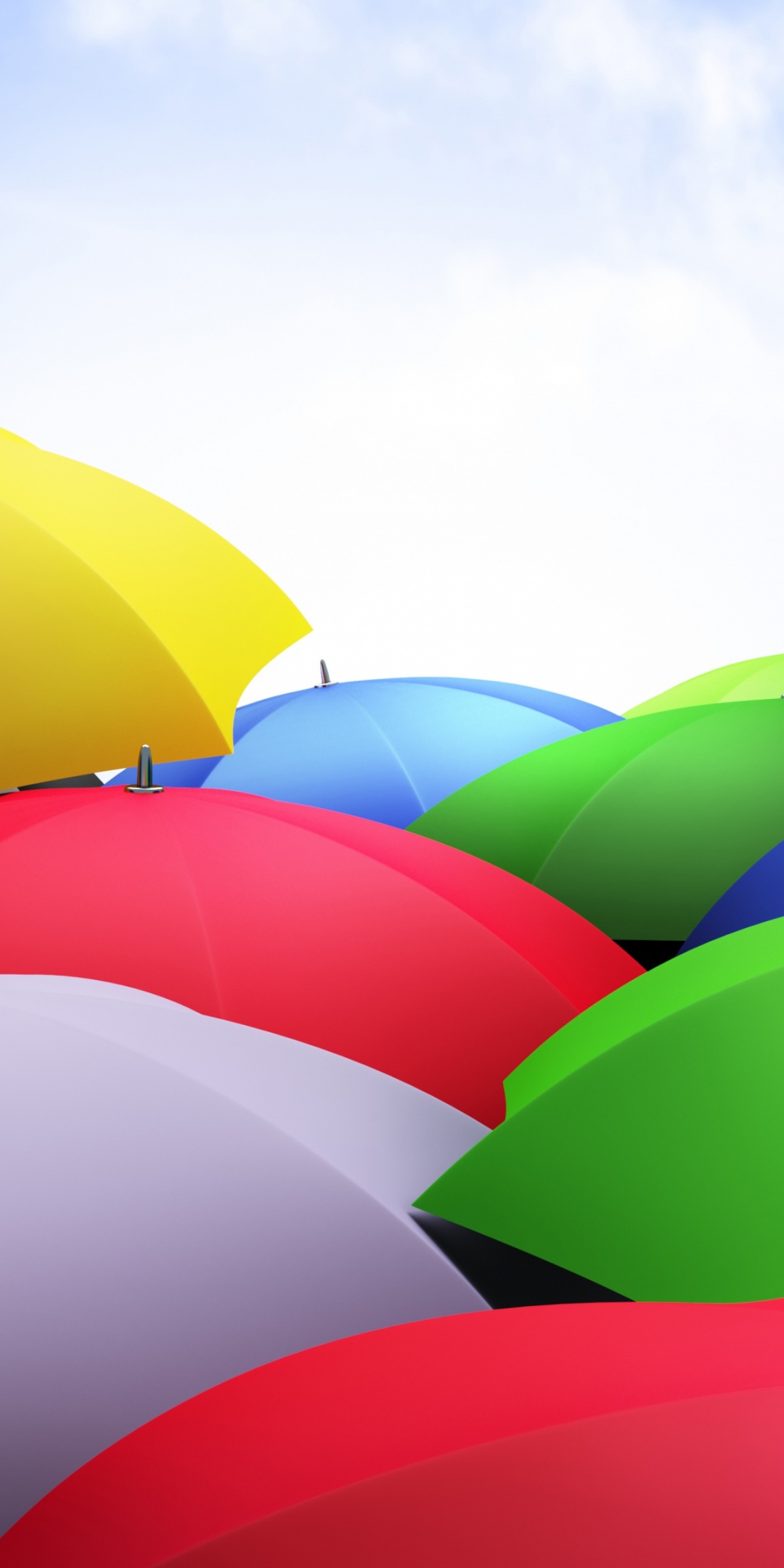 Umbrellas 3D Sky Clouds Colorful