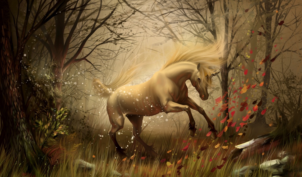 Unicorn In Fantasy Autumn