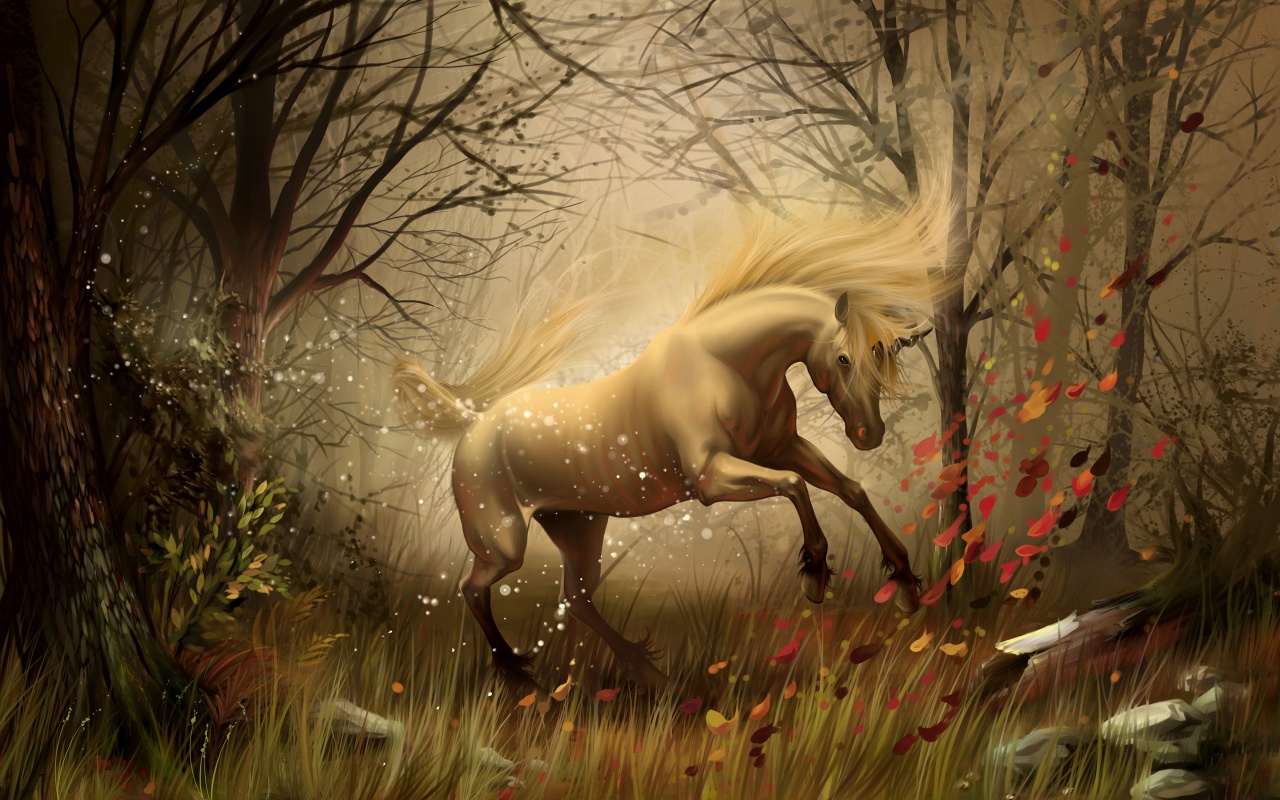 Unicorn In Fantasy Autumn