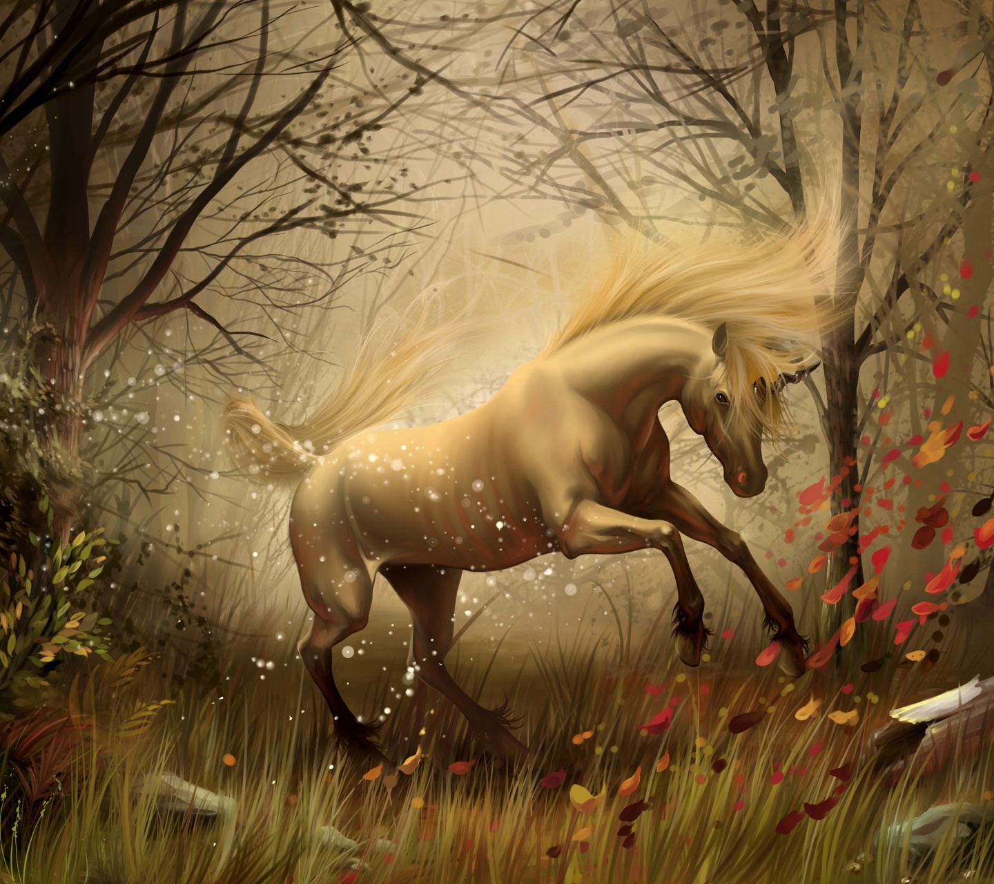 Unicorn In Fantasy Autumn