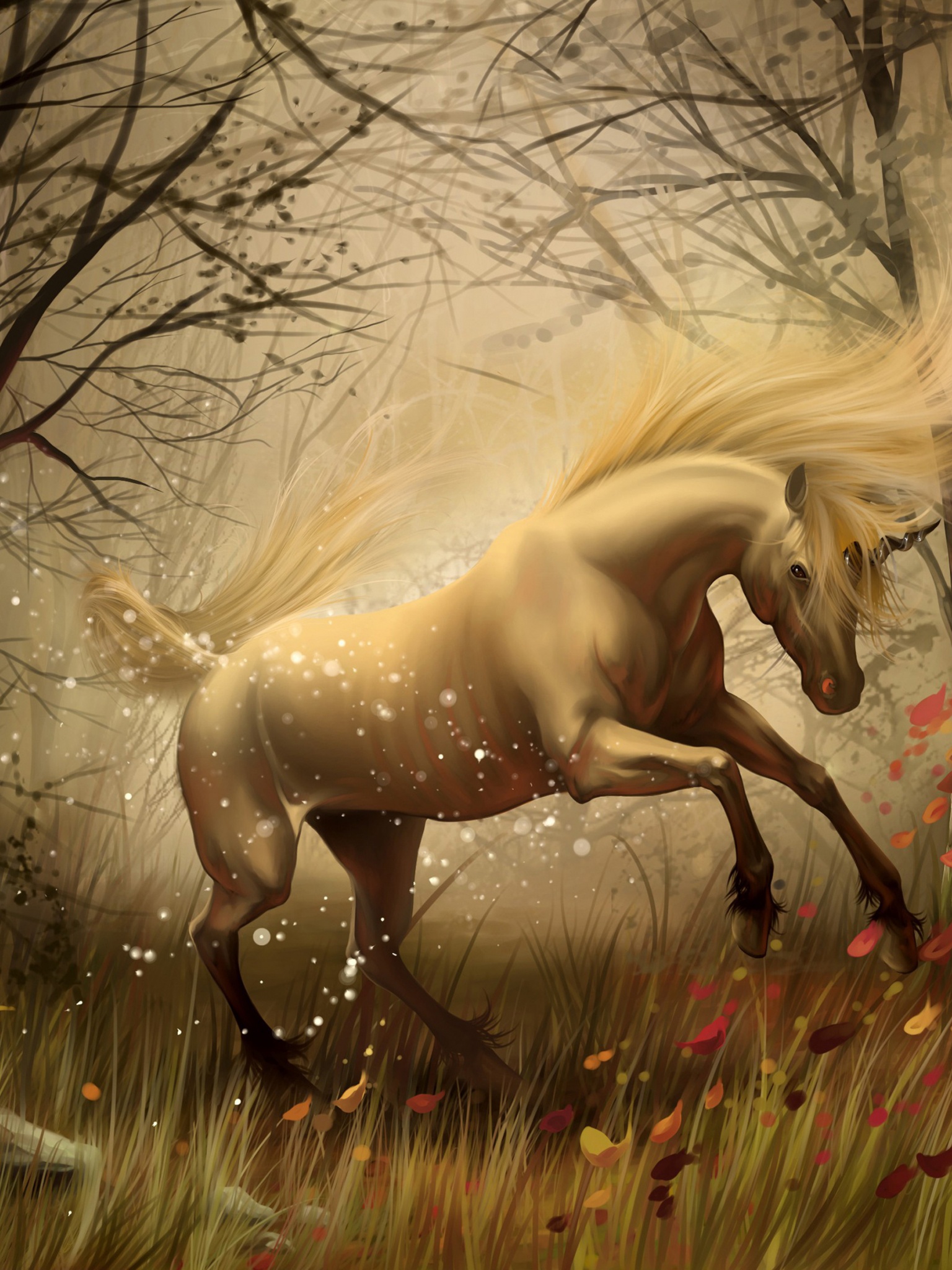 Unicorn In Fantasy Autumn