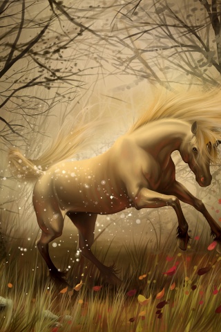 Unicorn In Fantasy Autumn