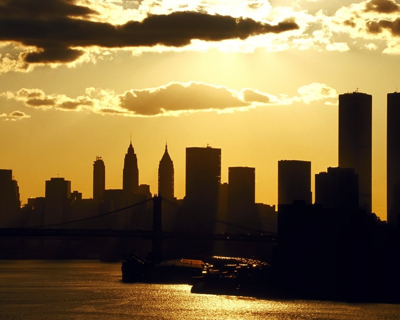 Usa Night New York Sunset Evening City Landscape