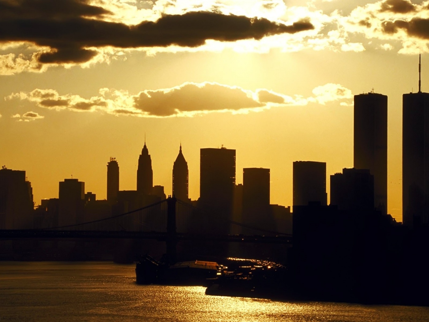 Usa Night New York Sunset Evening City Landscape