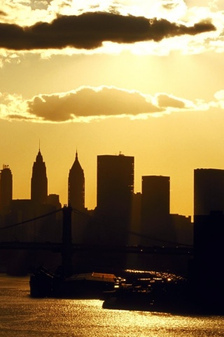 Usa Night New York Sunset Evening City Landscape