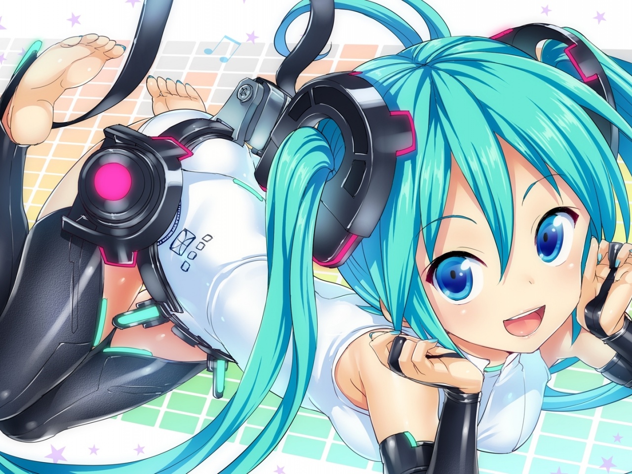 Vocaloid Girl Headphones Cute Smile Anime