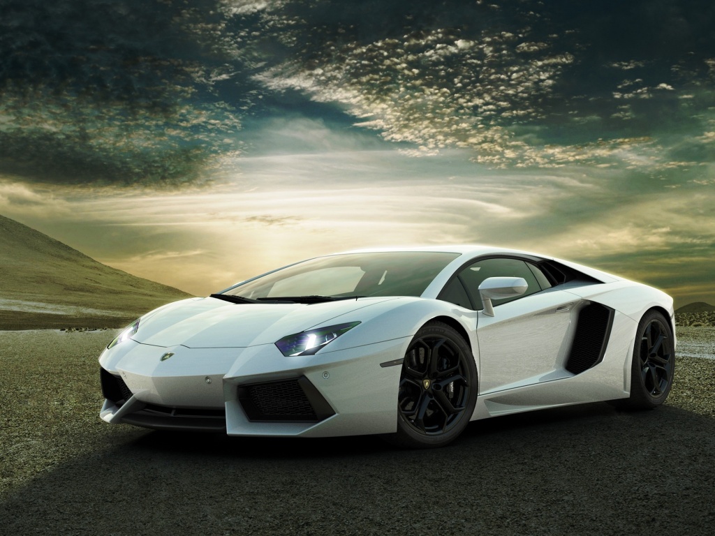 White Lamborghini Aventador