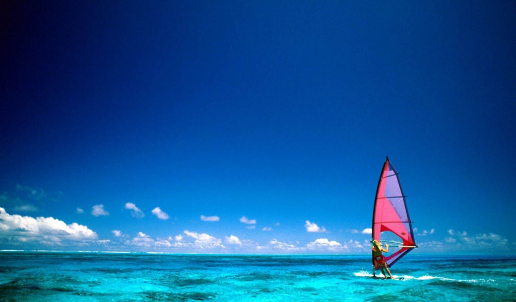 Wind Surfing Surfer Bora Bora Island