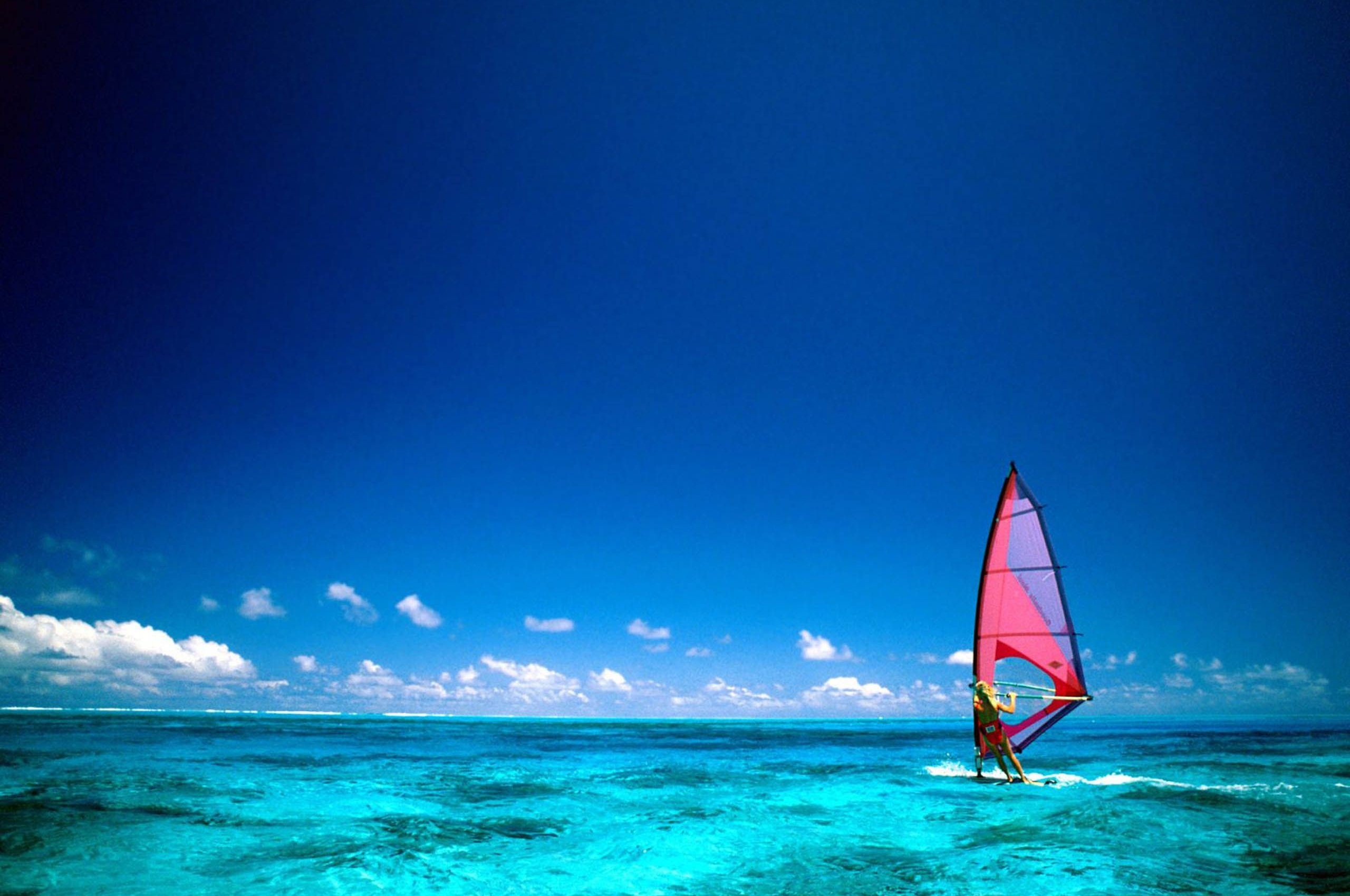 Wind Surfing Surfer Bora Bora Island