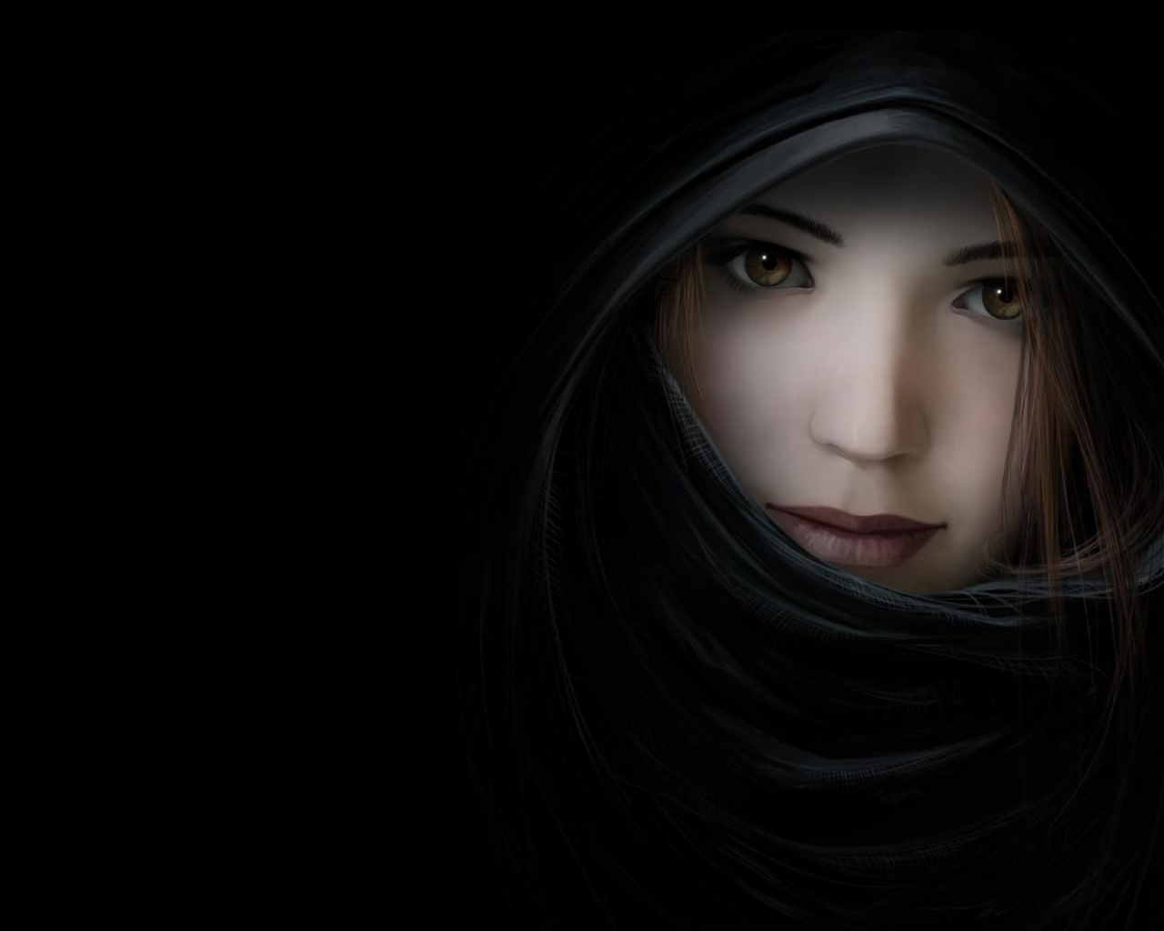 Women Closeup Cgi Faces Black Background