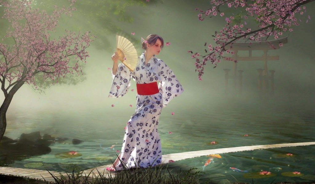 Women Funny Kimono Koi