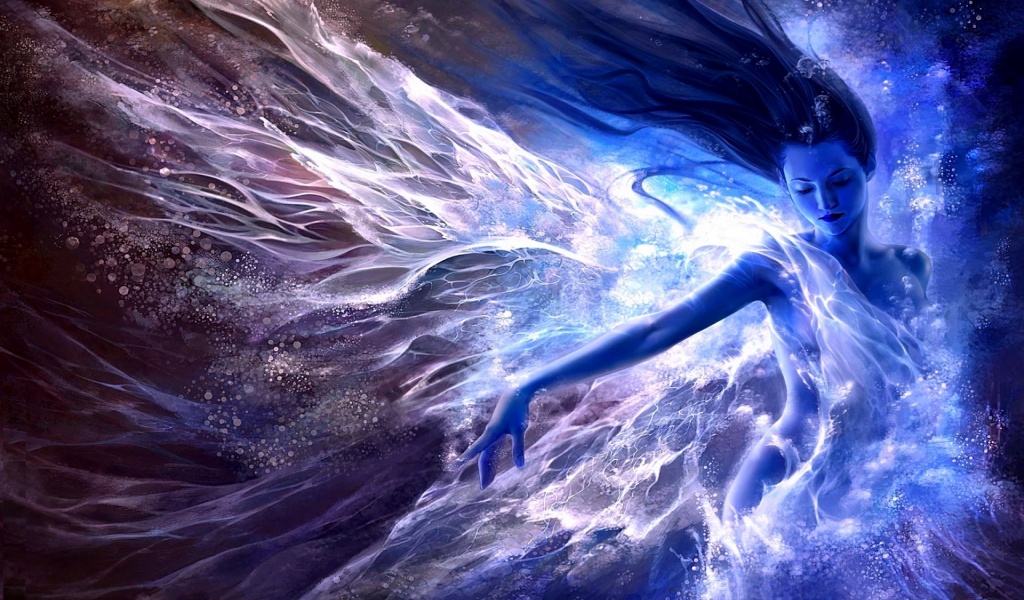 Women Water Blue Fantasy Art Artwork Effects