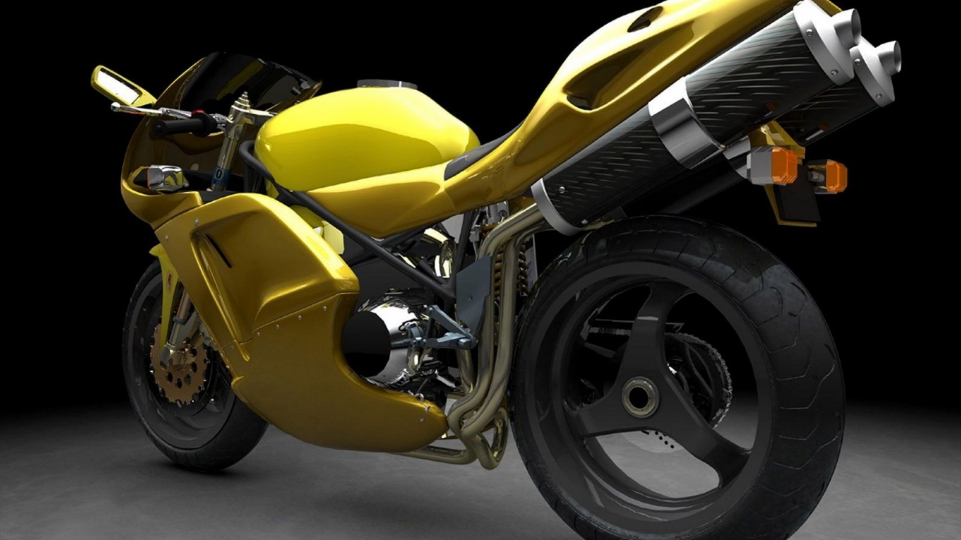 Yellow 3D Sports Bike